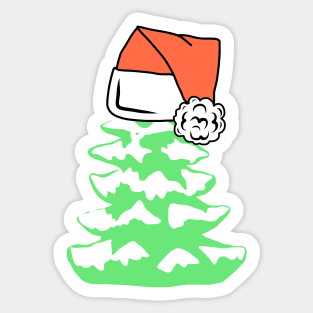 Green Christmas Tree In A Santa Hat Sticker